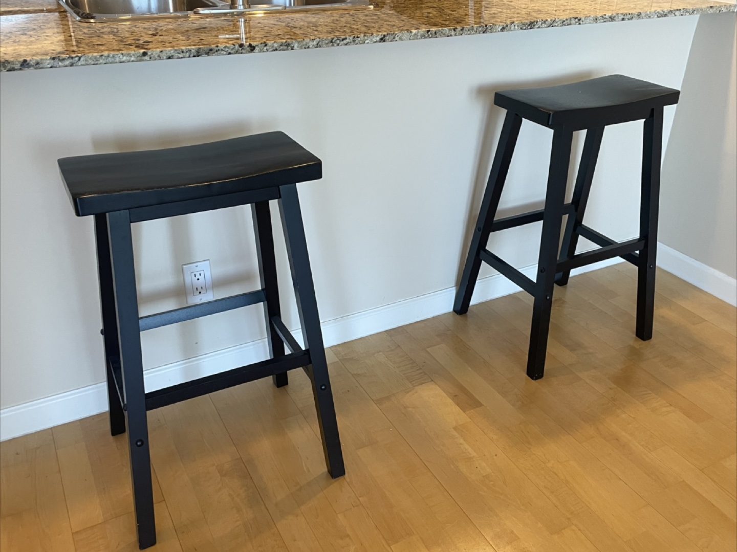 Set of 2 Black Bar Stools