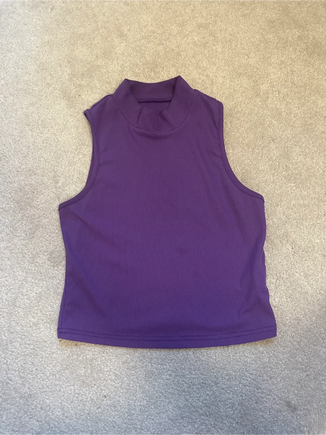 Purple Ribbed Mock Neck Tank Top thumbnail