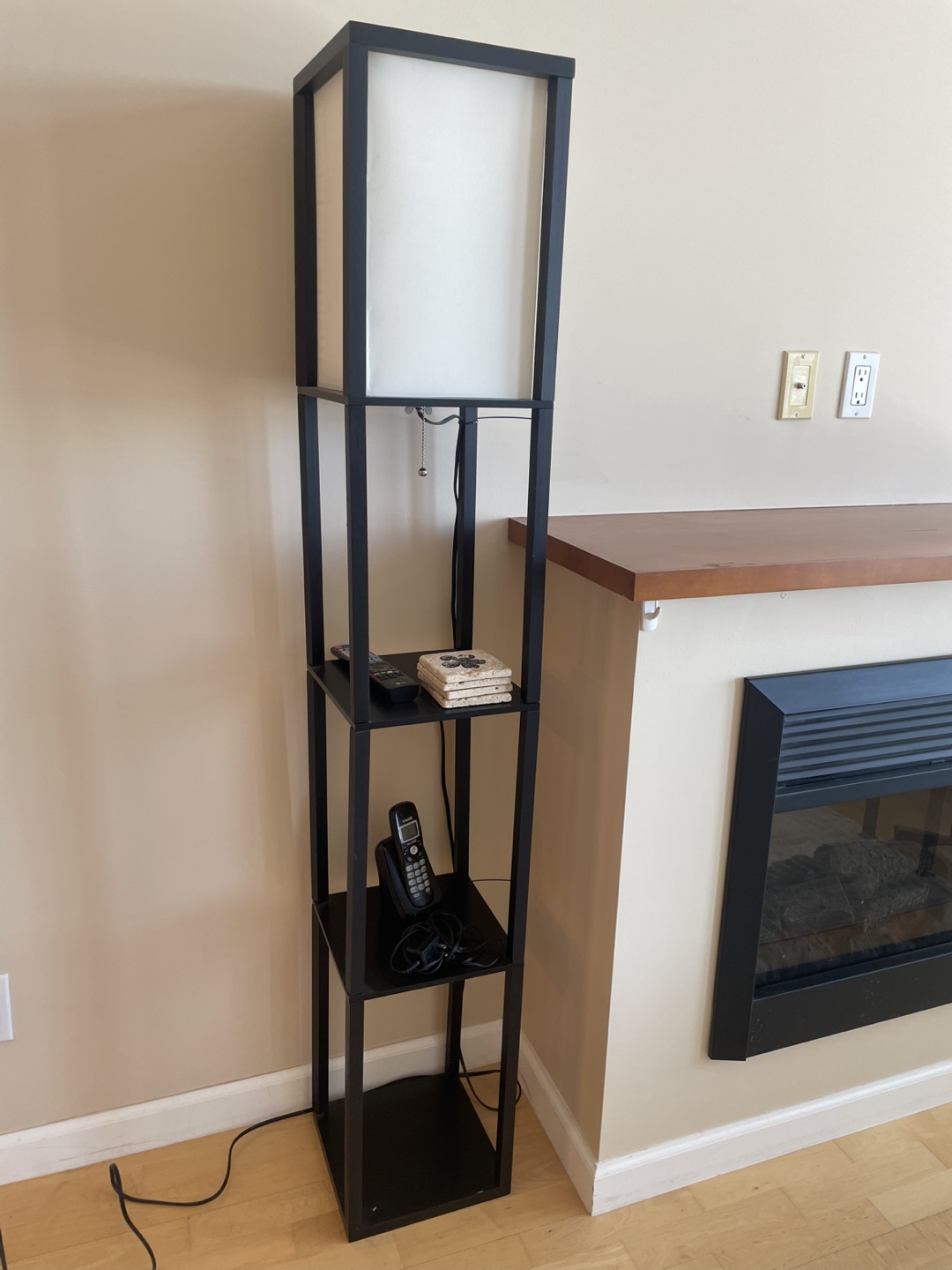 Black Floor Lamp with Shelves