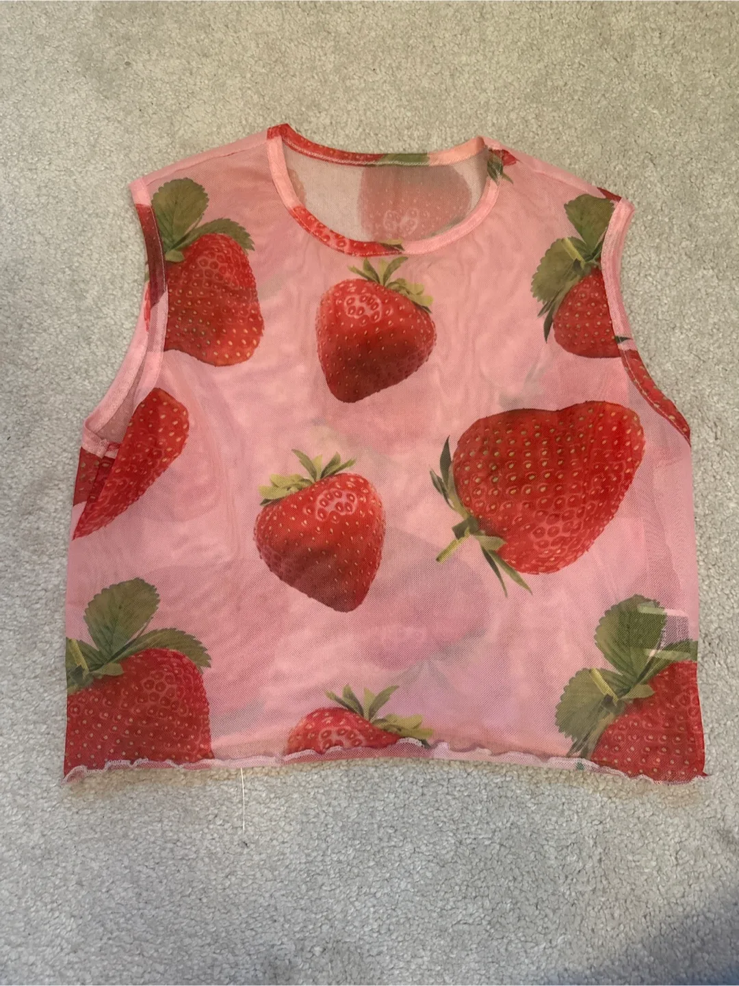 Strawberry Print Mesh Top thumbnail