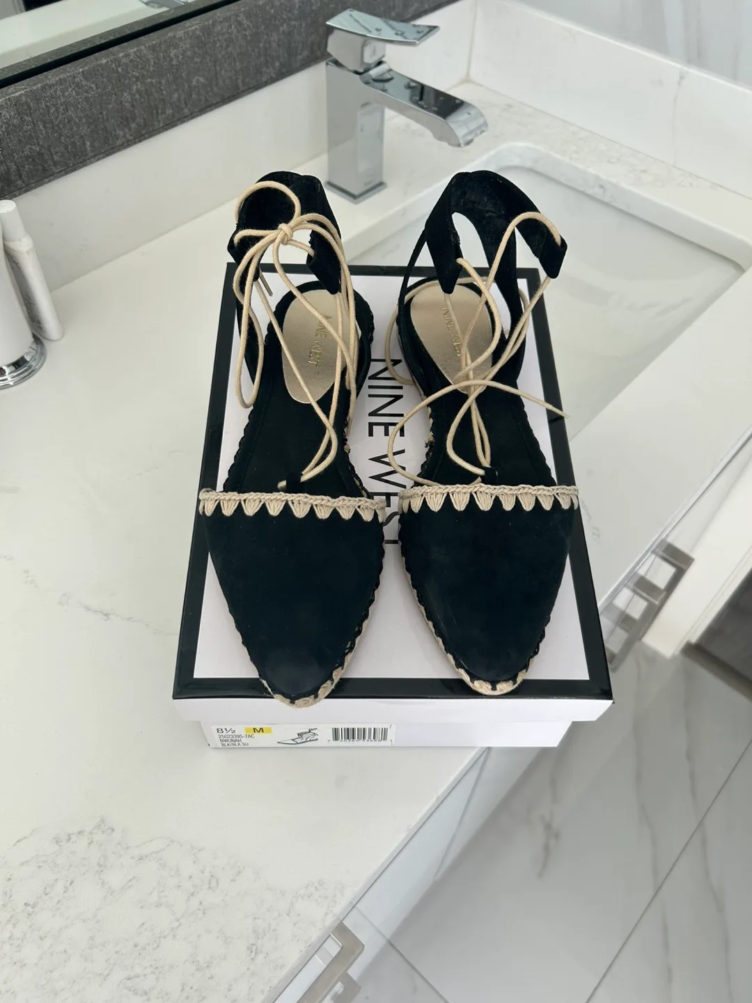 Nine West 'Nuwah' Black Espadrille Sandals - Size 8.5