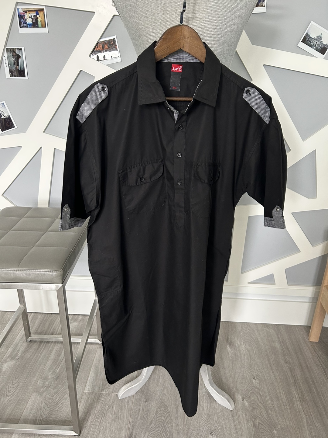 Men's Black & Beige Kurta Pajama Sets - photo 3