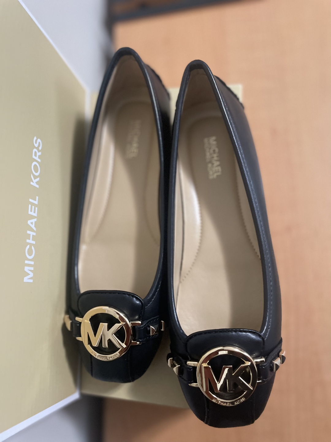Michael Kors Black Leather Flats, Size 6.5