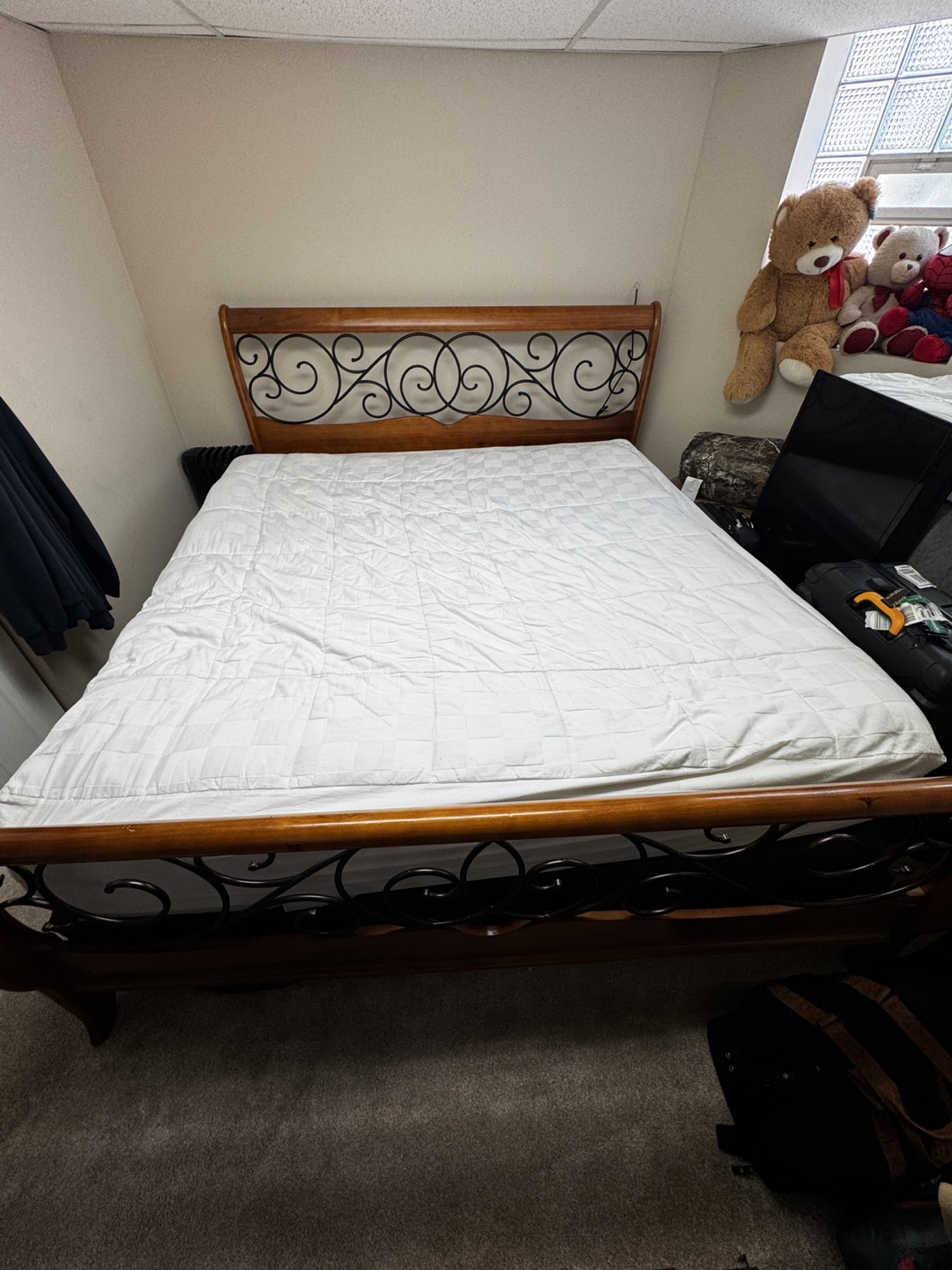 King Size Wooden Bed Frame with Metal