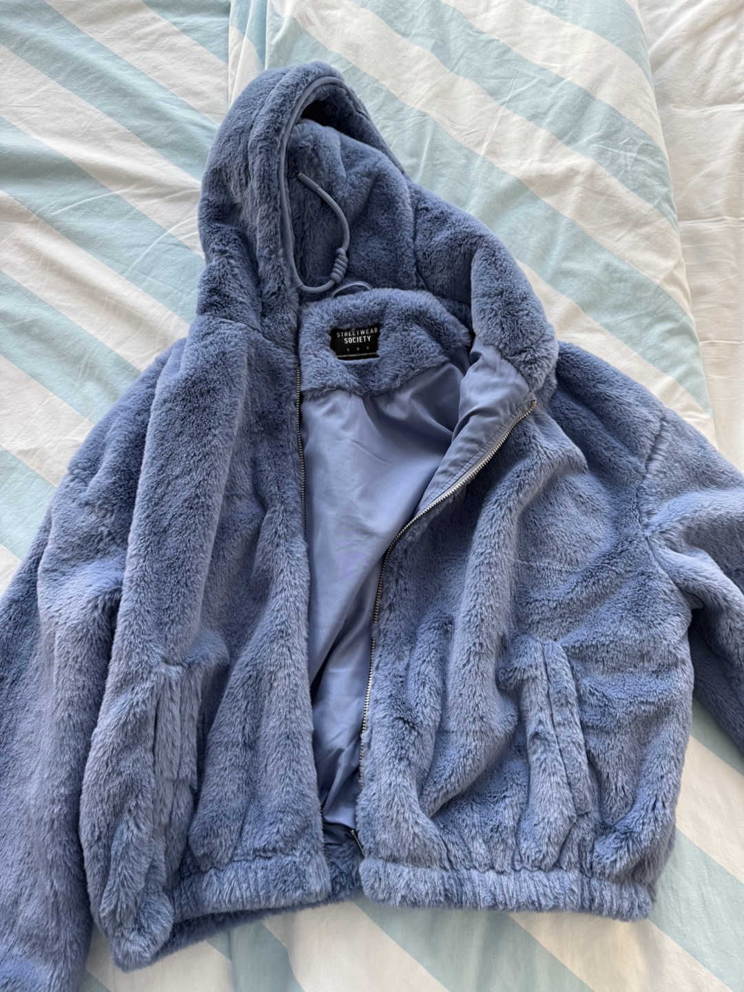 Street Wear Society Blue Faux Fur Jacket