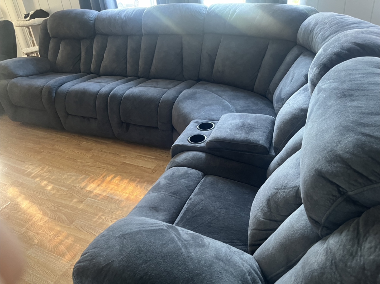 Gray Reclining Sectional Sofa with Chaise & Armchair