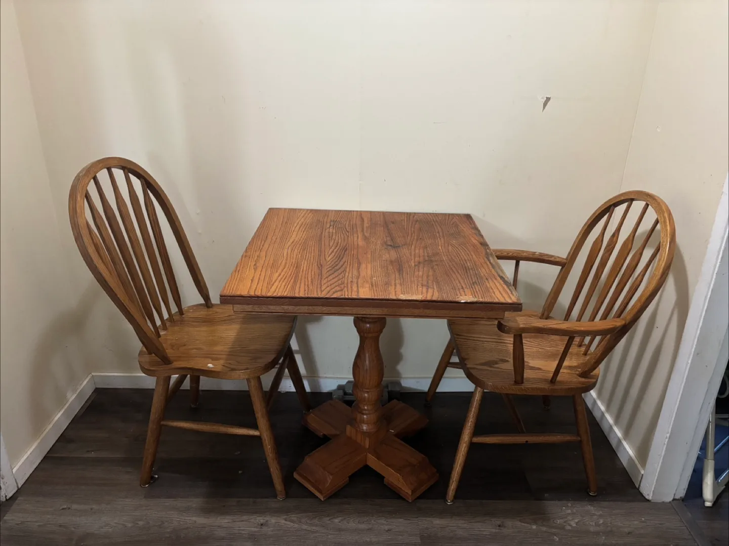 Wooden Dining Table with Two Chairs thumbnail