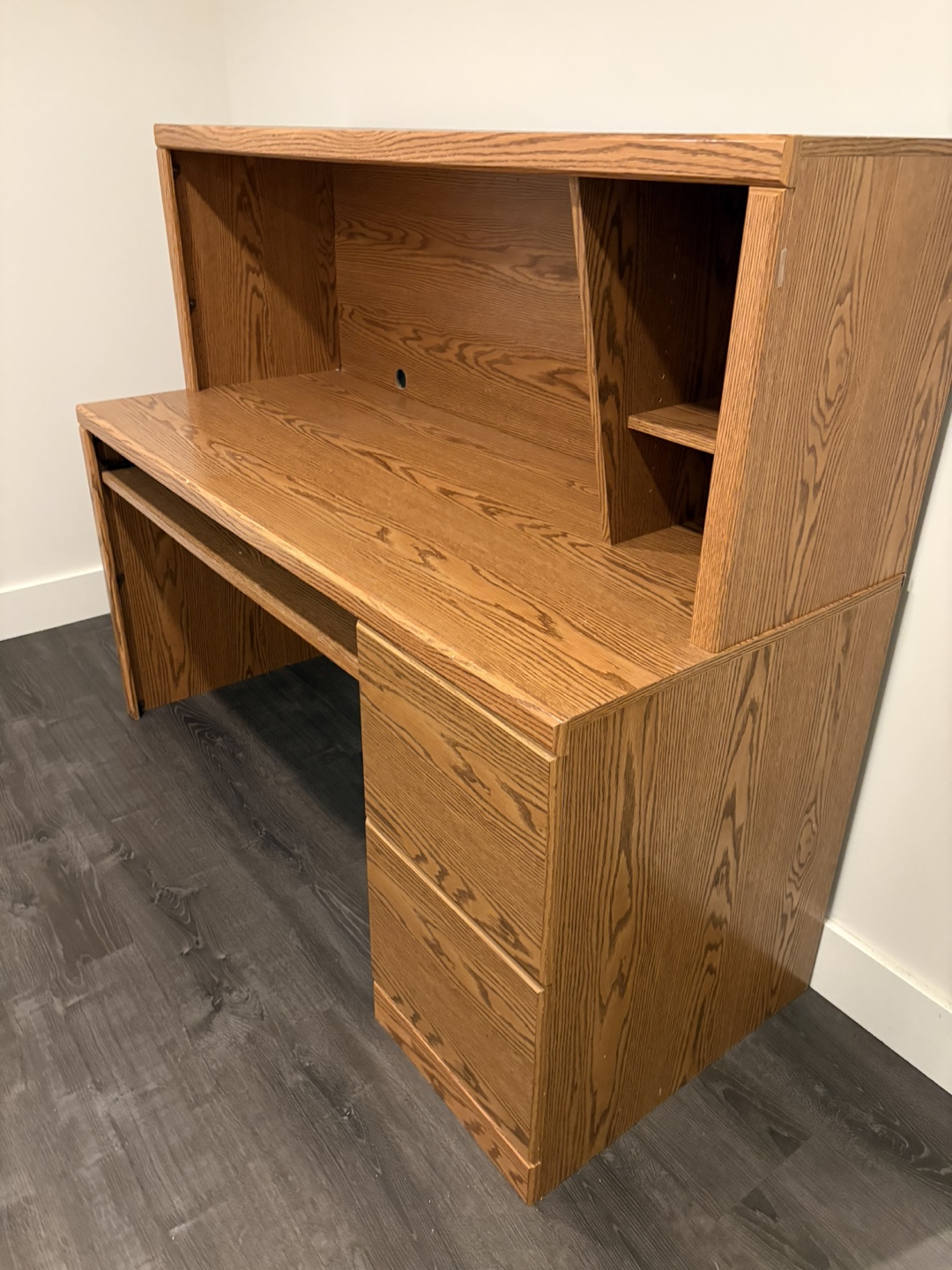 Wooden Desk with Hutch