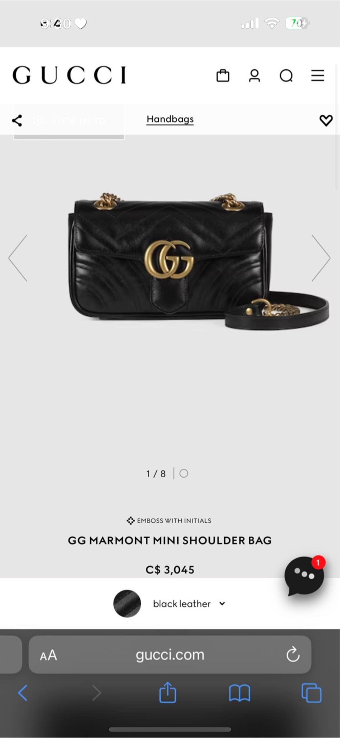 Gucci GG Marmont Mini Shoulder Bag - Black Leather