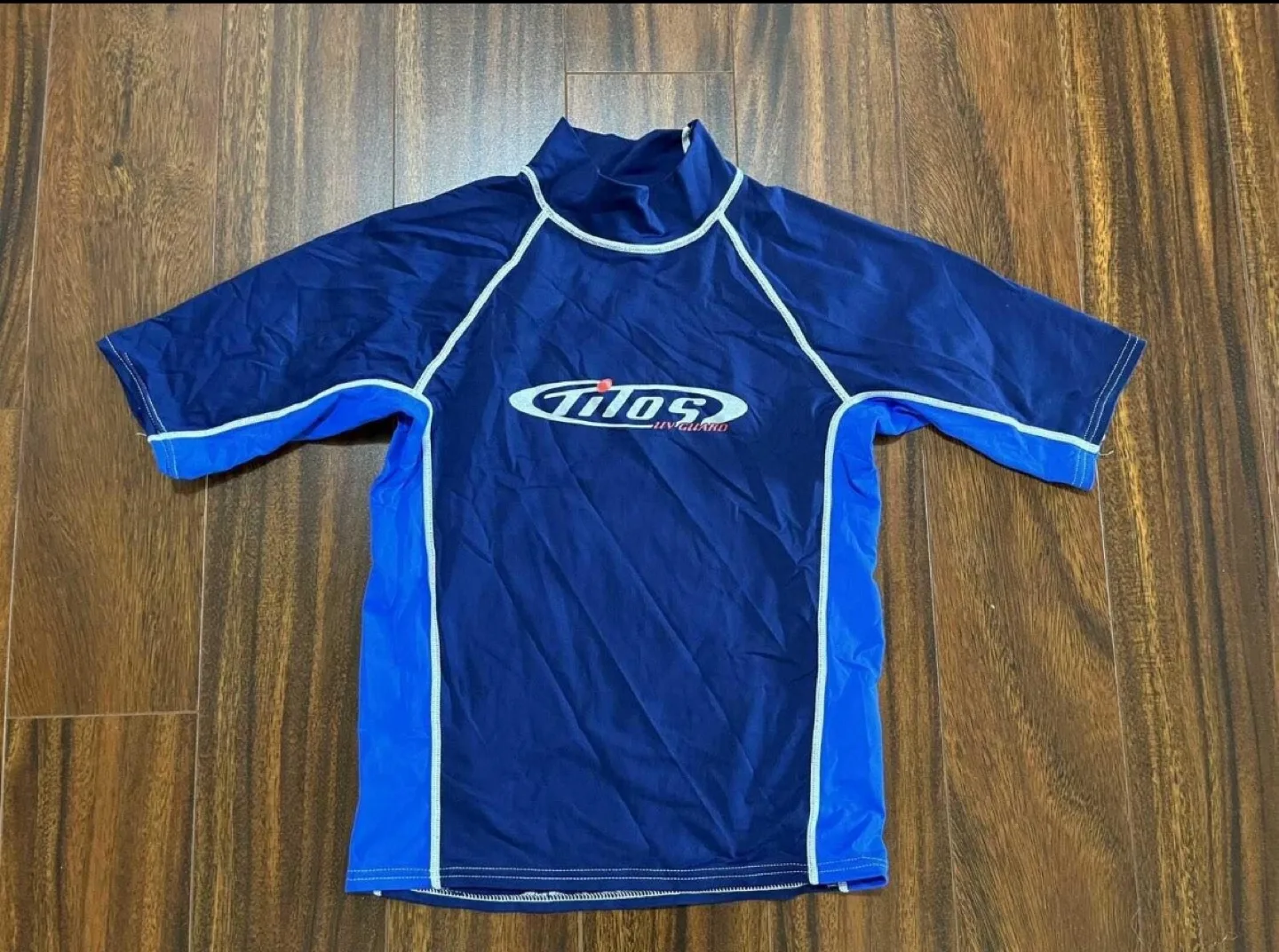 Tilos kids small short sleeve rash guard, blue thumbnail