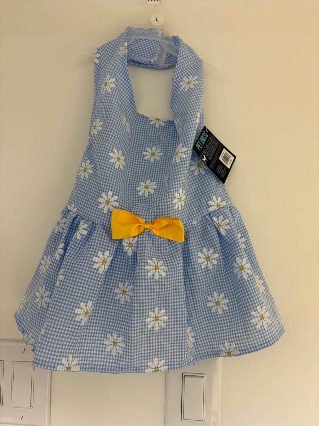#freecycle Pawsitivelywell Blue Gingham Pet Dress - Size L thumbnail