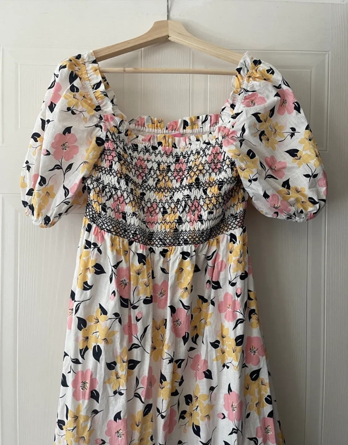 Kate Spade Lily Blooms Smocked Floral Midi Dress size L/XL image indicator(3)