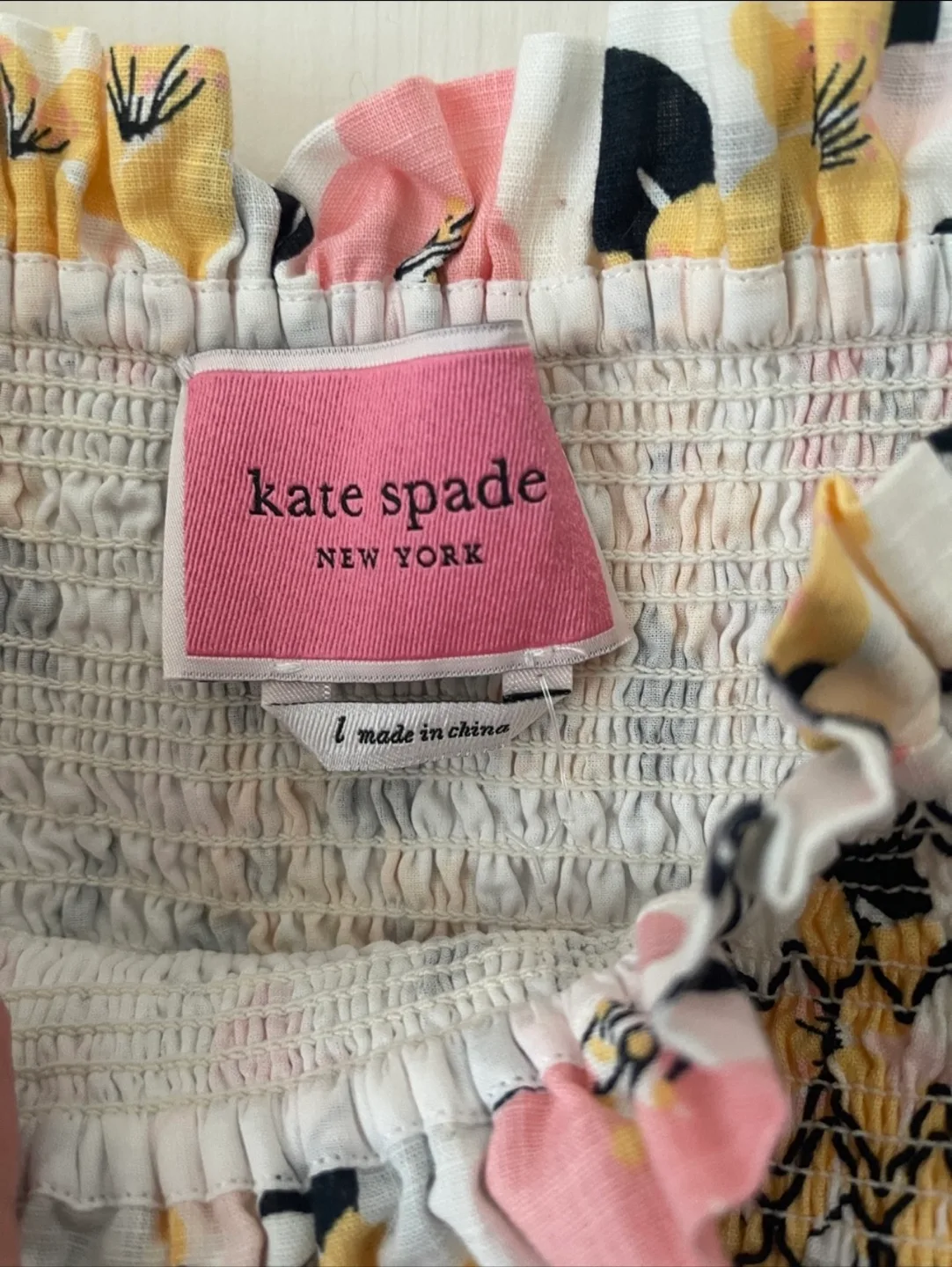 Kate Spade Lily Blooms Smocked Floral Midi Dress size L/XL image indicator(5)