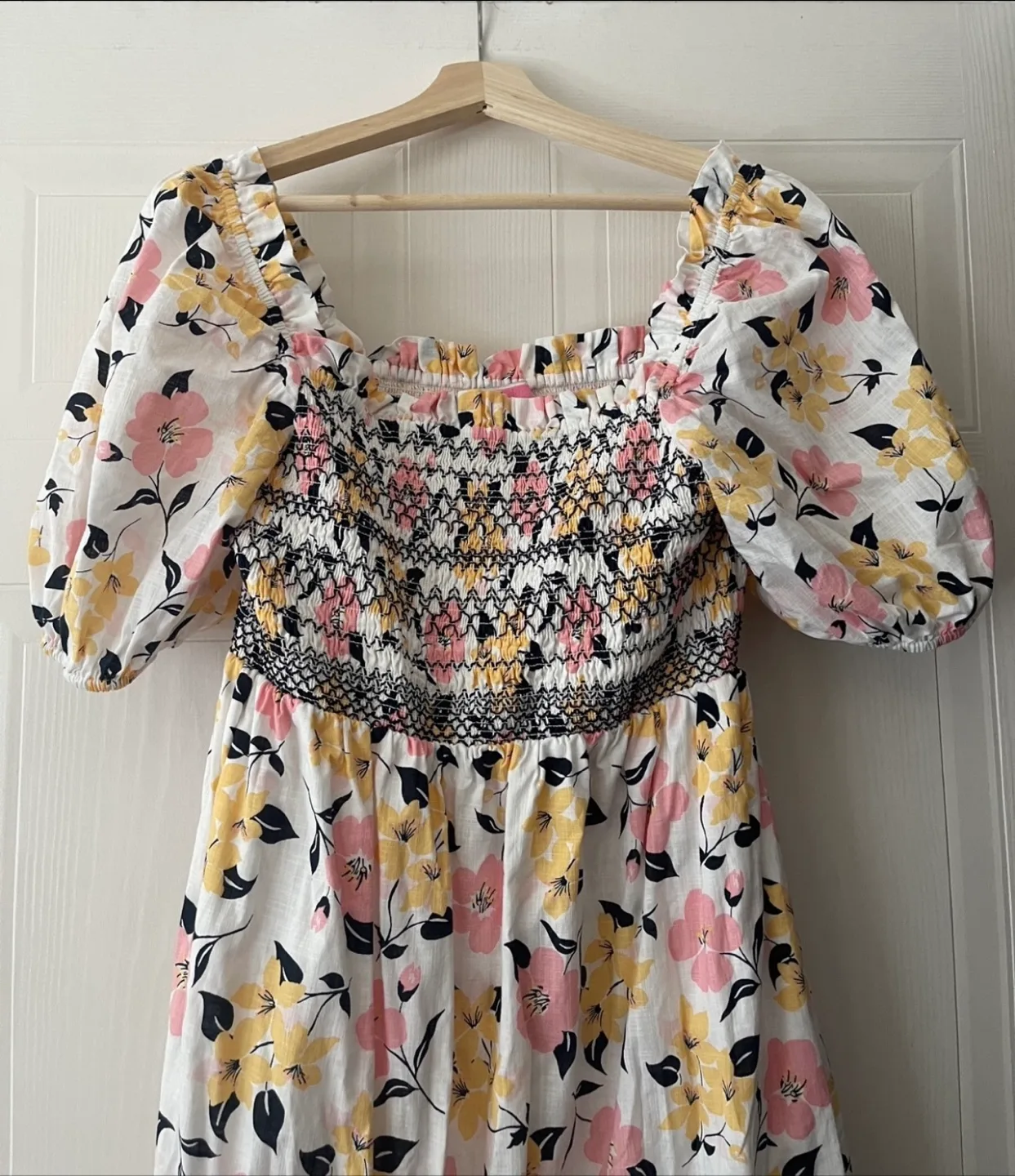 Kate Spade Lily Blooms Smocked Floral Midi Dress size L/XL image indicator(4)