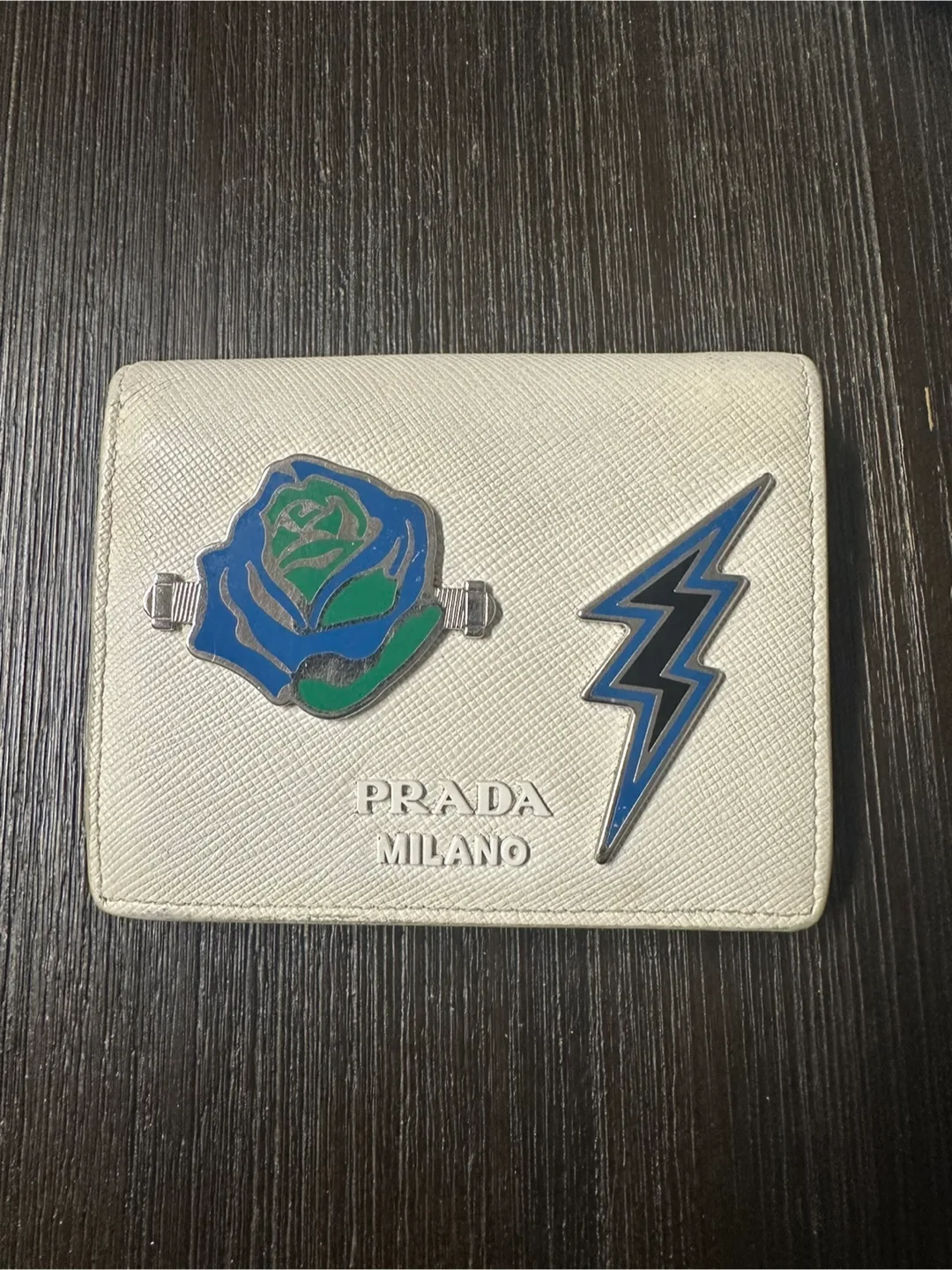 Authentic Prada White Bi-Fold Saffiano Leather Wallet thumbnail