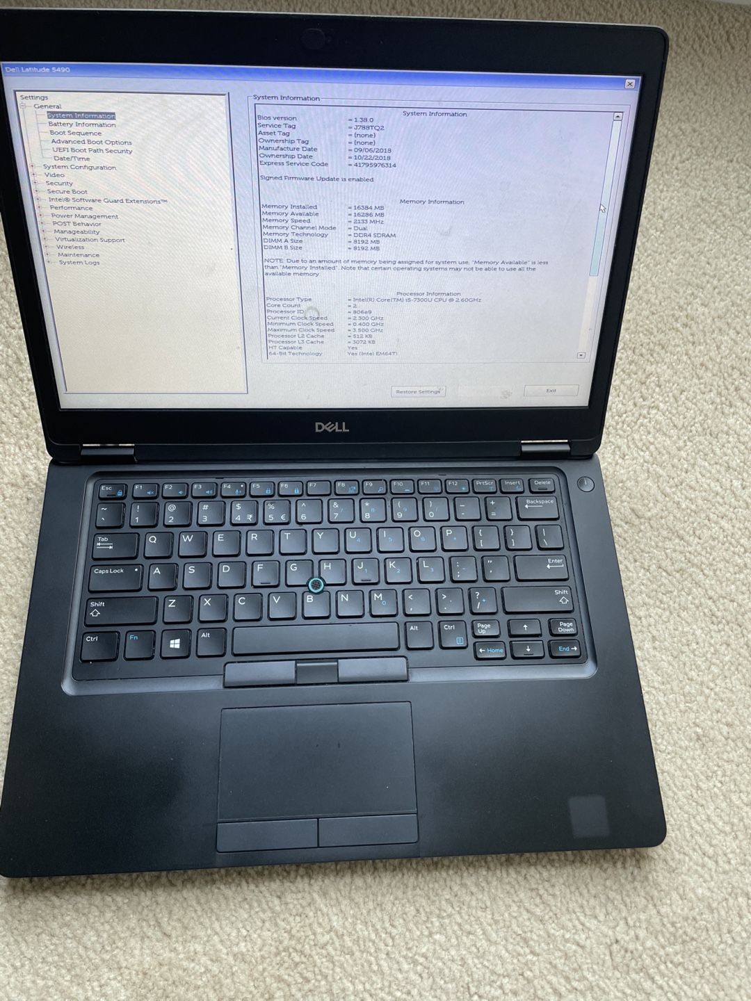 Dell Latitude 5490 Laptop i5 16GB DDR4 RAM