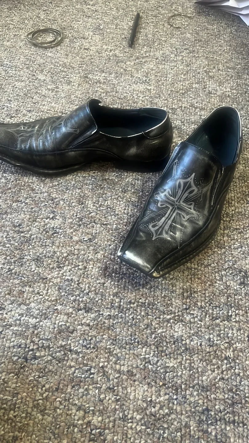 ALDO Black Leather Slip-On Dress Shoes thumbnail