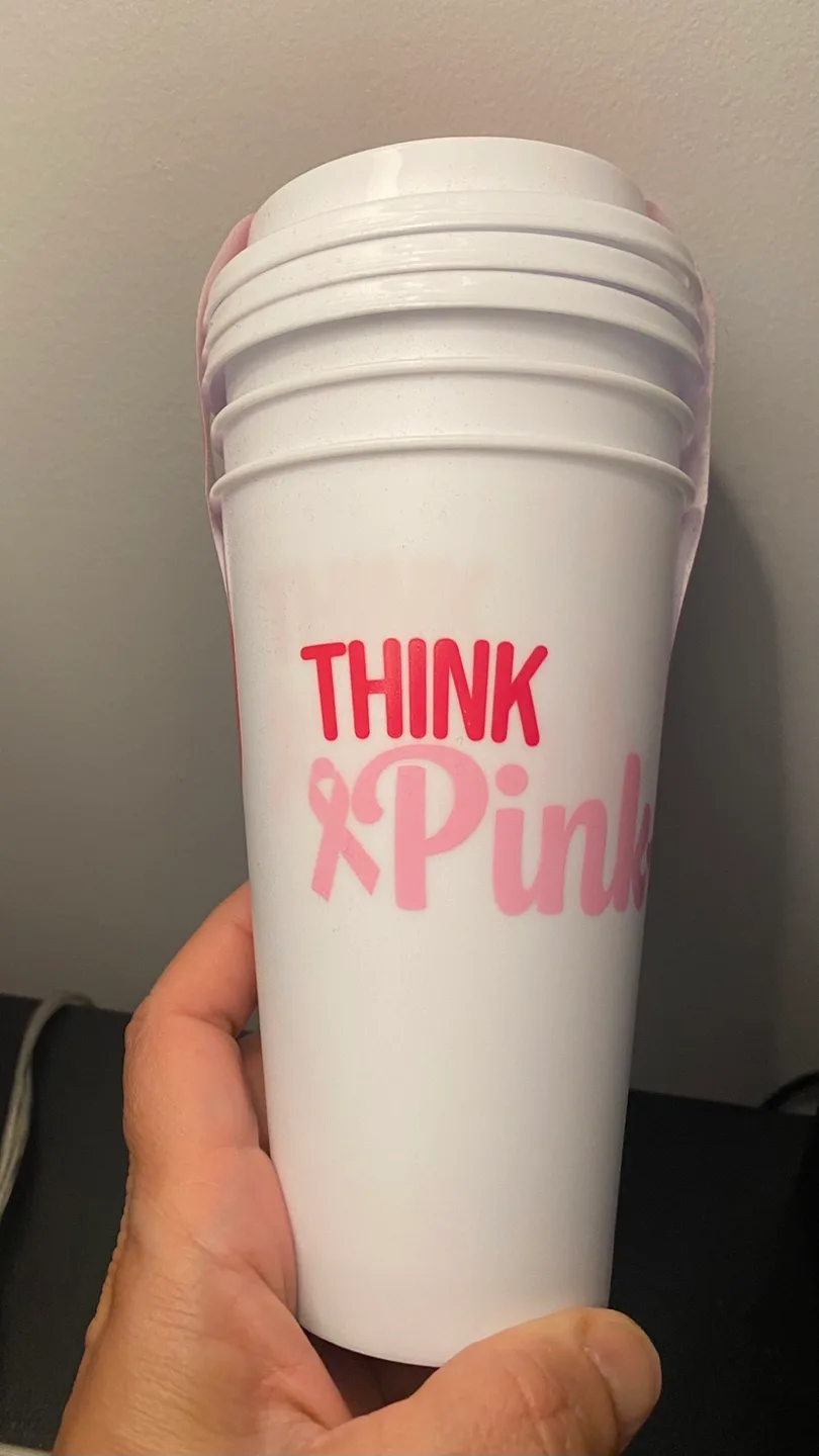 Reusable White Cups - Think Pink - Set of 3 #freecycle thumbnail