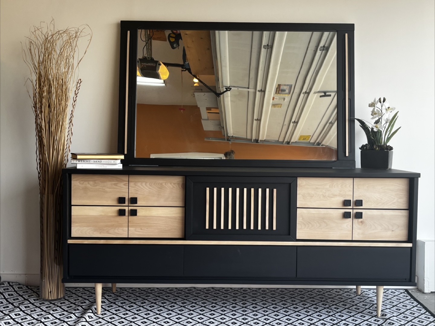 Mid-Century Refinished DRESSER SET, Black & Nat Wood | Mir inc - photo 3