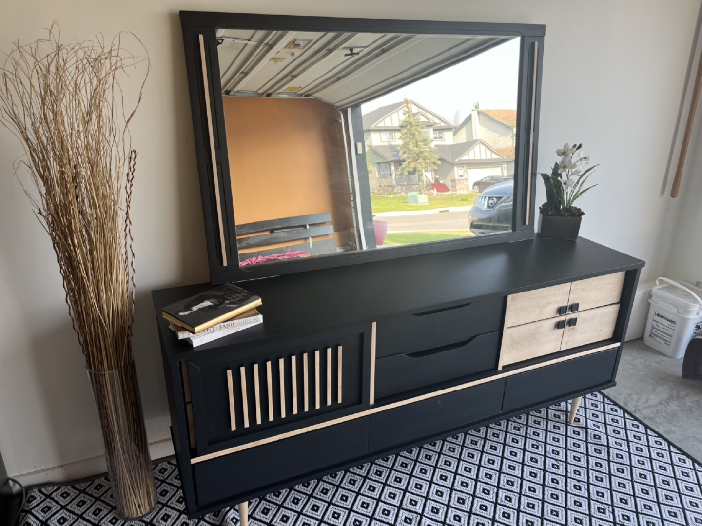 Mid-Century Refinished DRESSER SET, Black & Nat Wood | Mir inc - photo 2