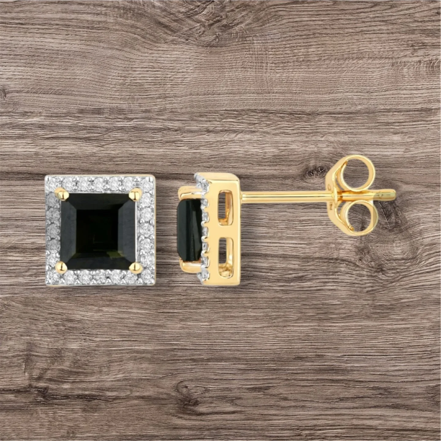 14 kt solid Gold - Black Tourmaline Stud Earrings image indicator(2)