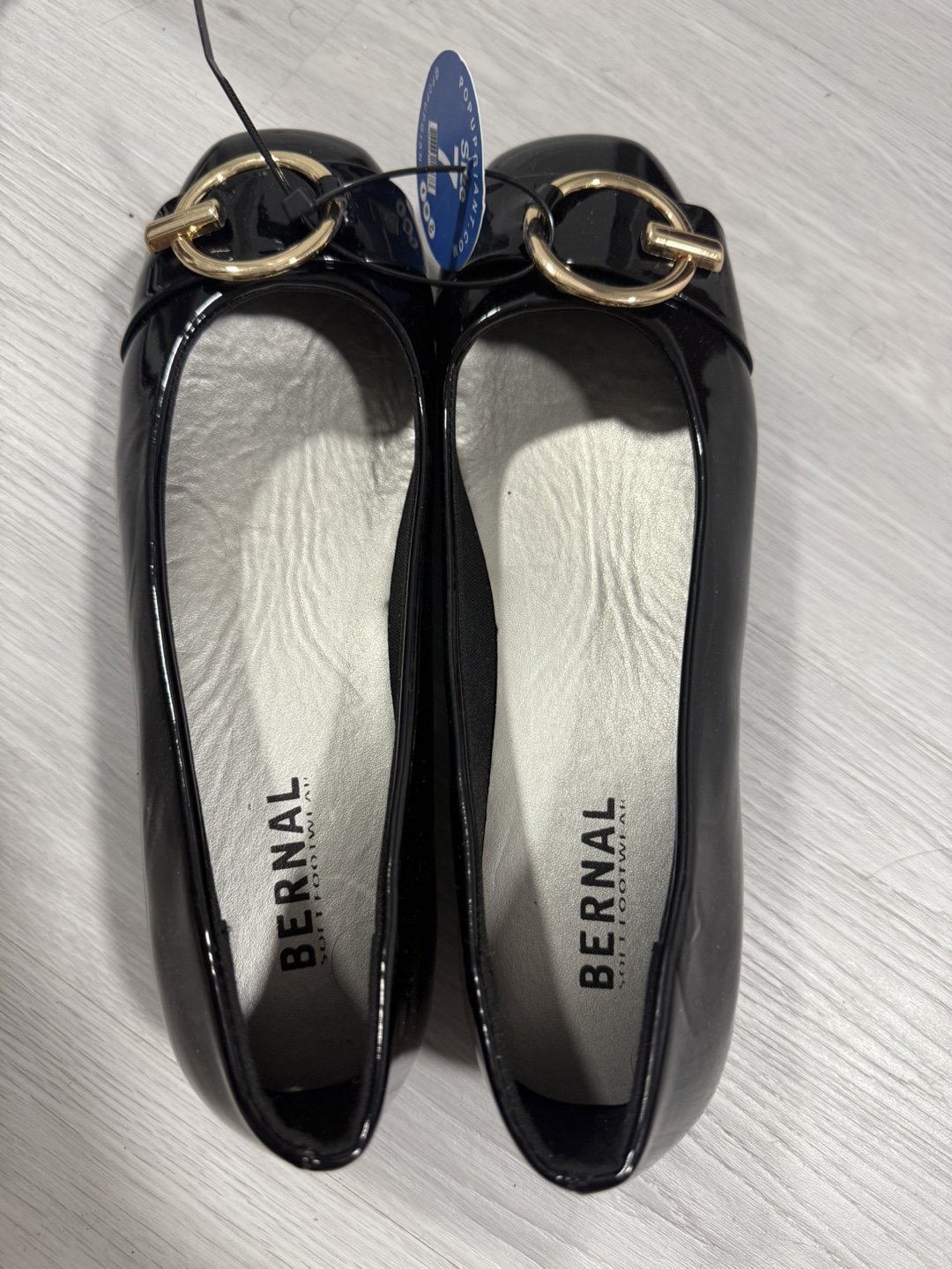 Bernal Black Patent Leather Flats, Size 7