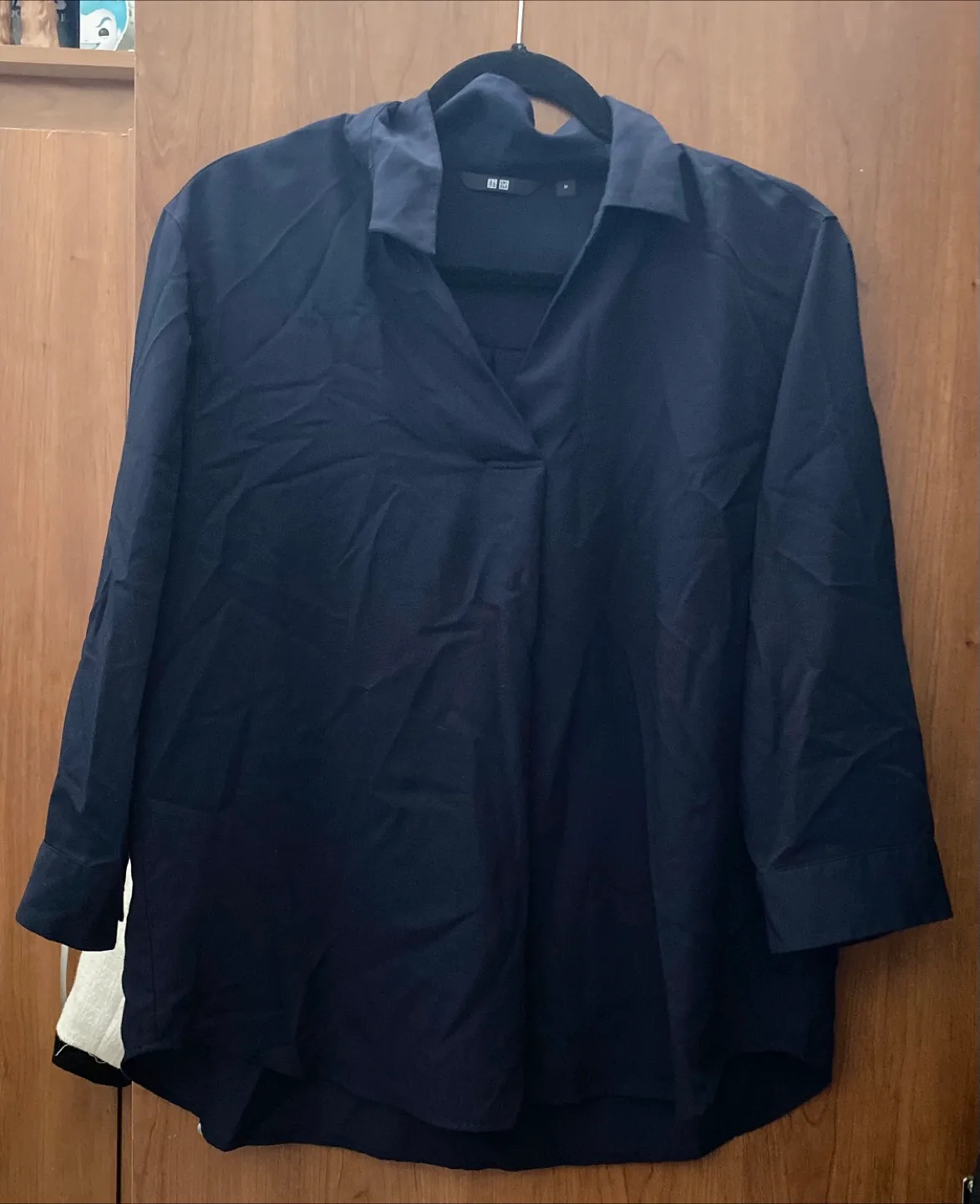 UNIQLO NAVY BLUE LONG SLEEVE BLOUSE thumbnail