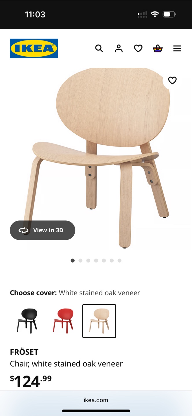 IKEA FRÖSET Chair - White Stained Oak Veneer - photo 4