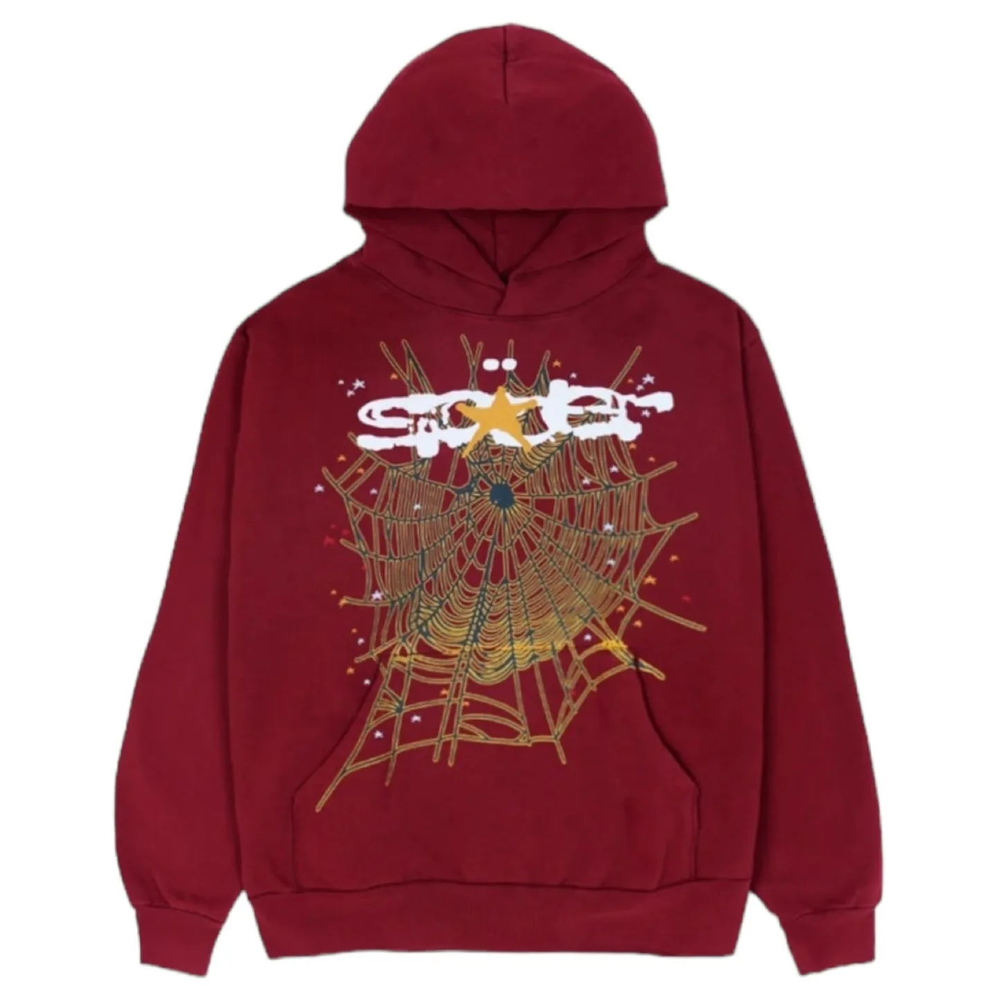 Spider Web Graphic Hoodie - Maroon thumbnail