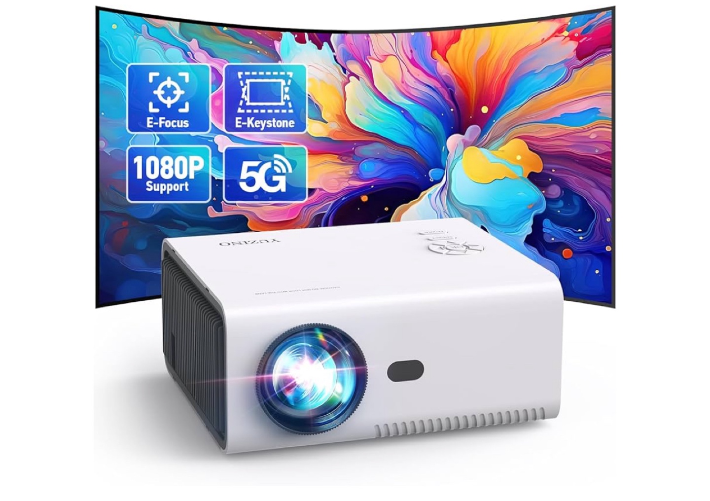 YUZINOA Projector, White, Includes Remote - photo 4