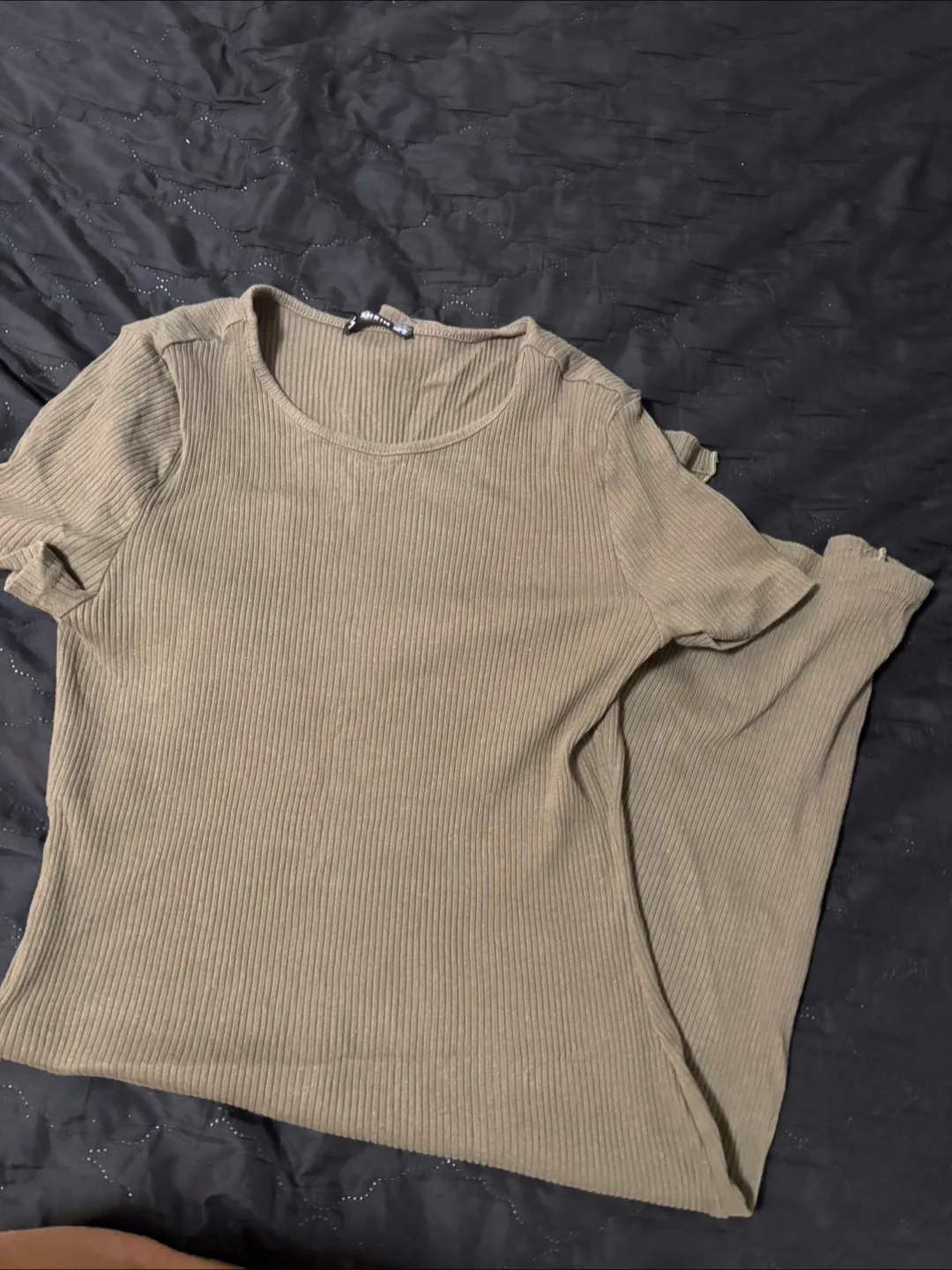 Shein Ribbed Knit Midi Dress - Olive Green image indicator(2)