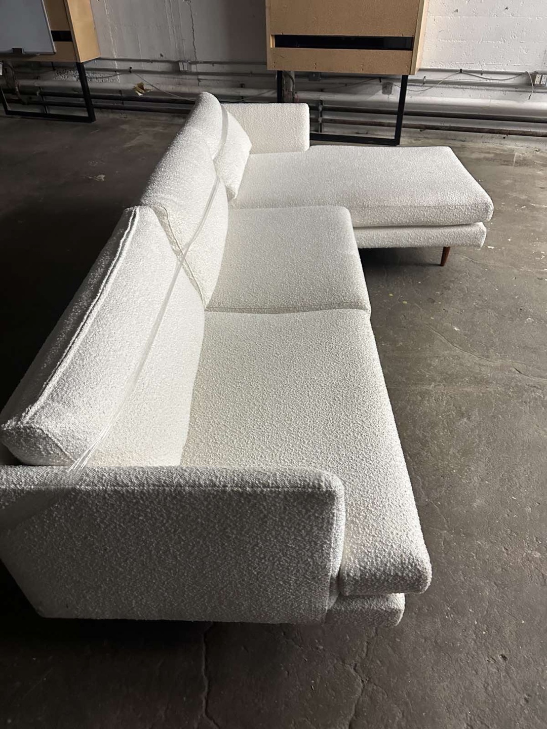 White Boucle Sectional Sofa