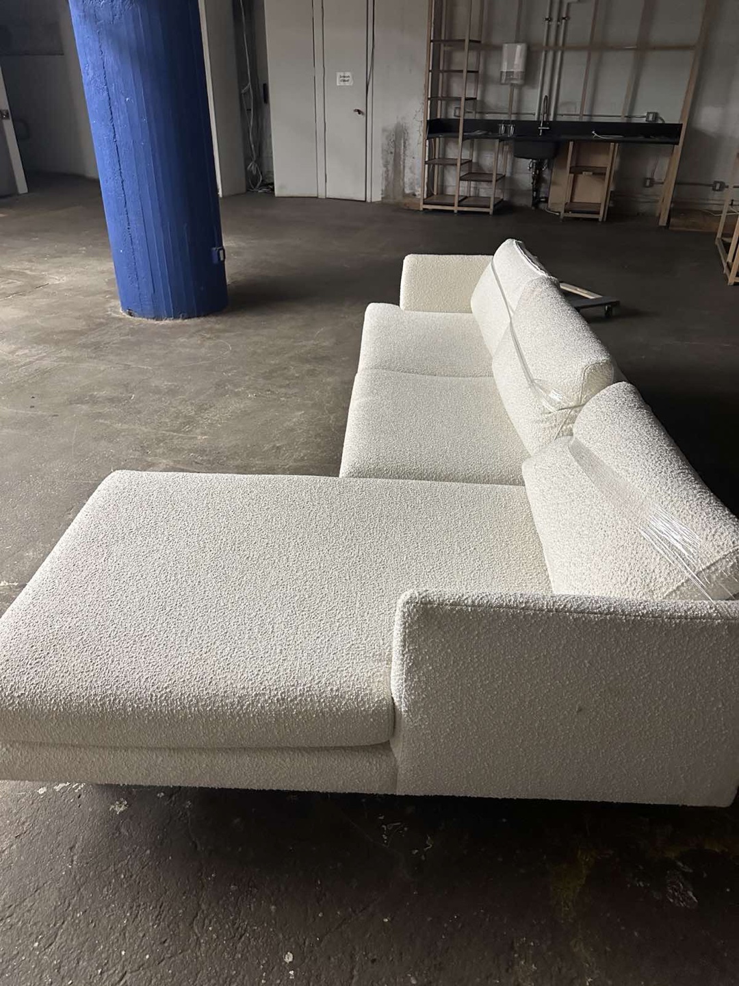 White Boucle Sectional Sofa - photo 3