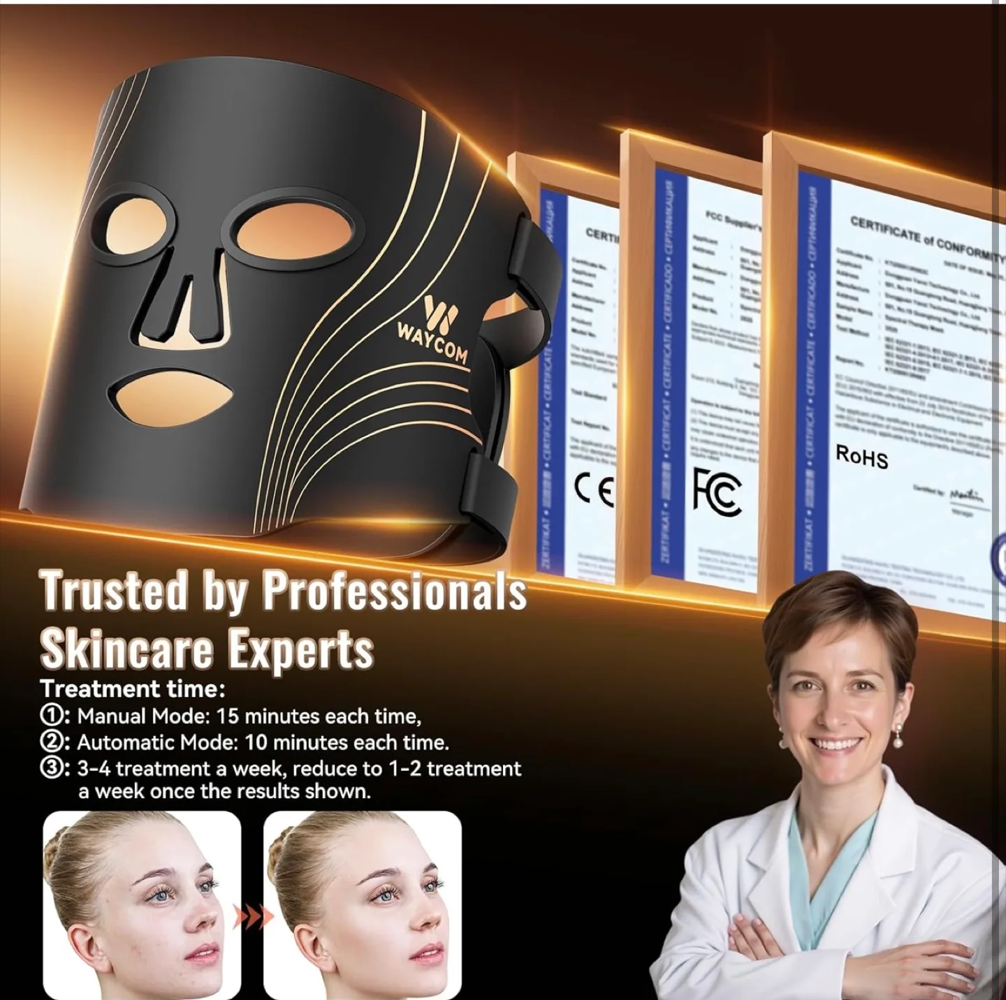 WAYCOM Spectral Therapy LED Light Skincare Mask image indicator(8)