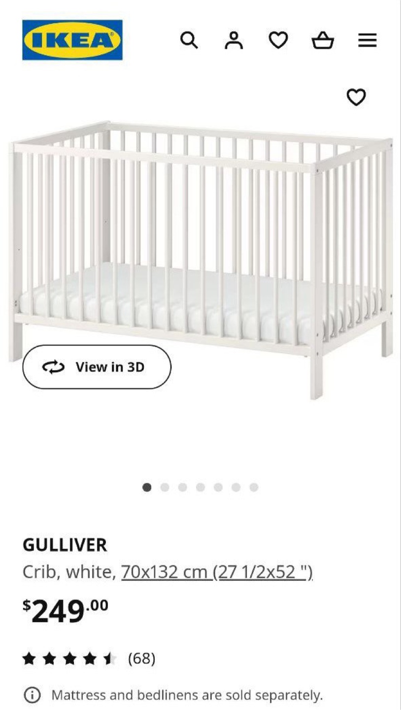 IKEA Gulliver Crib with Mattress and 3 sheets - photo 3