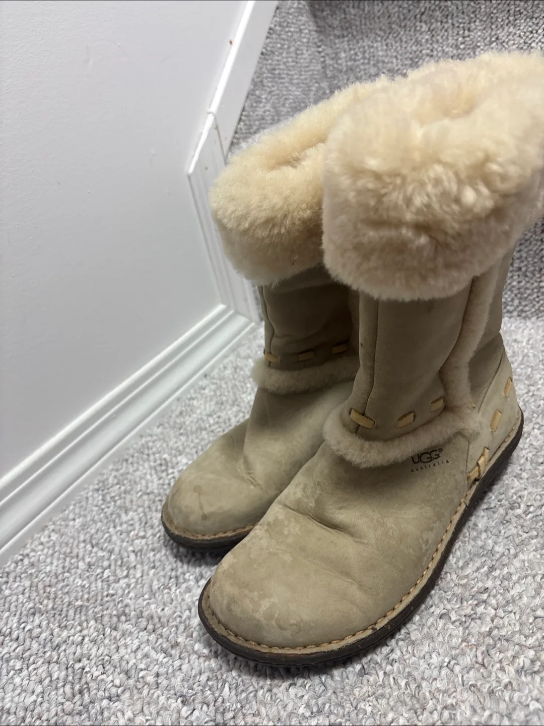 UGG Australia Beige Suede Boots, Size 7 thumbnail