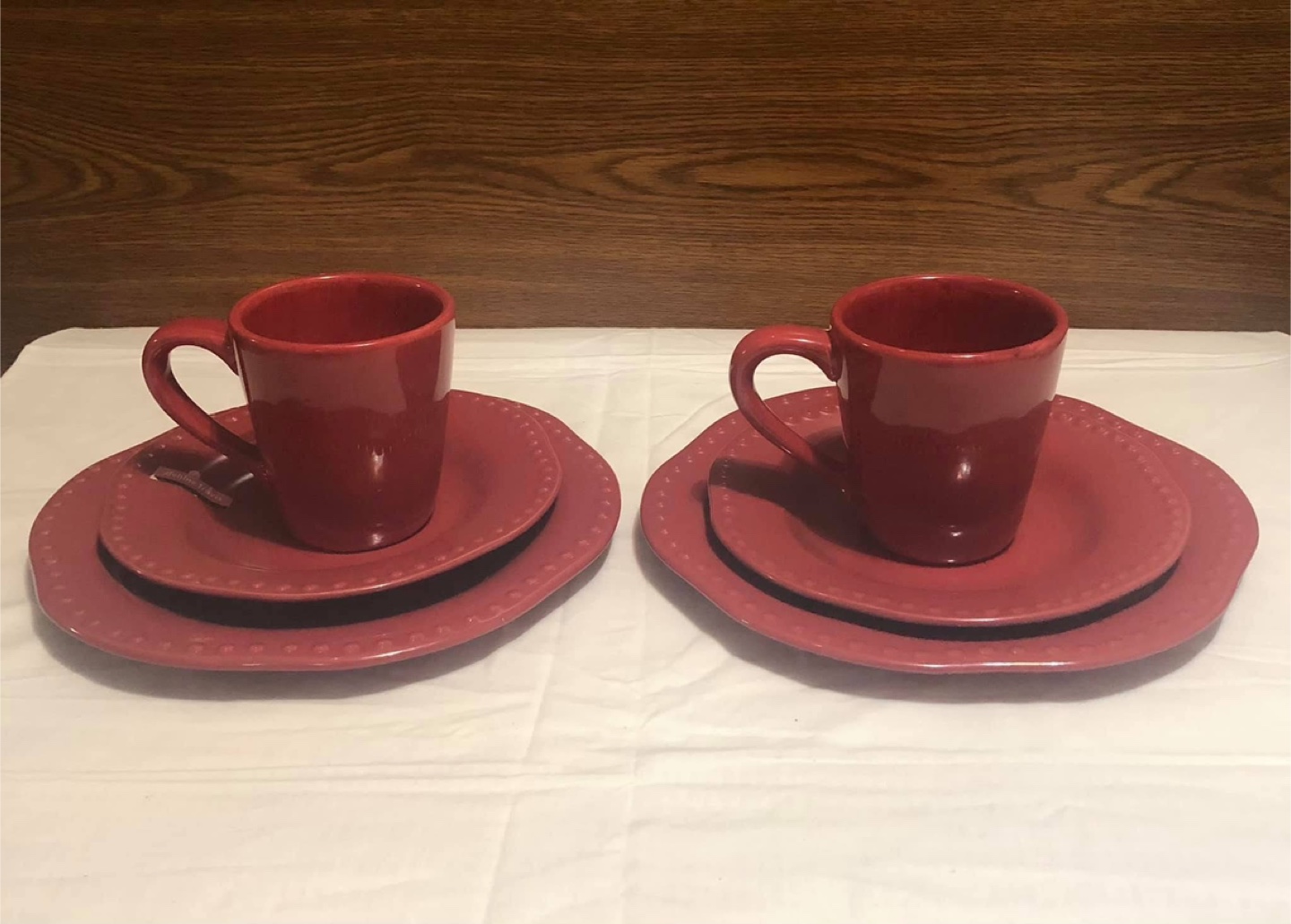 Red Plate and Mug Set (6 Pieces)