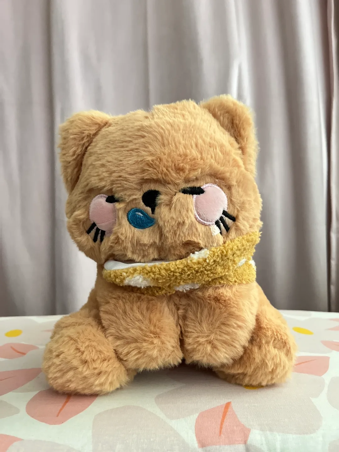 Cute Sleepy Cat Plush Toy with Scarf thumbnail