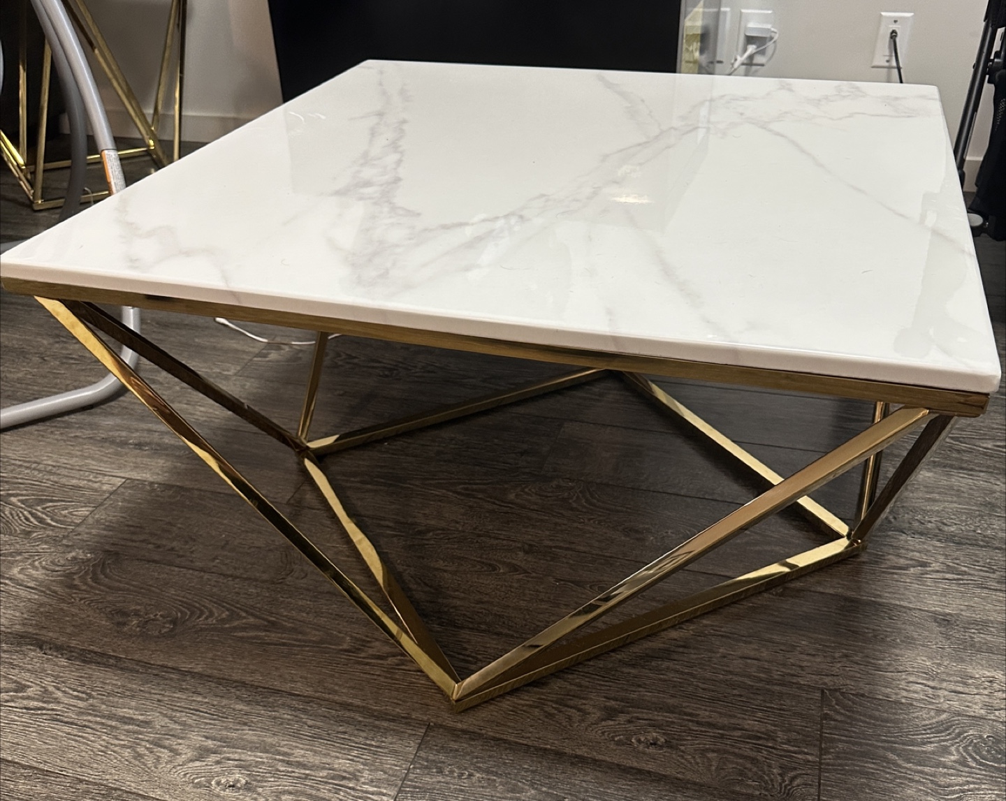 Amanda Coffee Table - White Marble Top & Gold Base