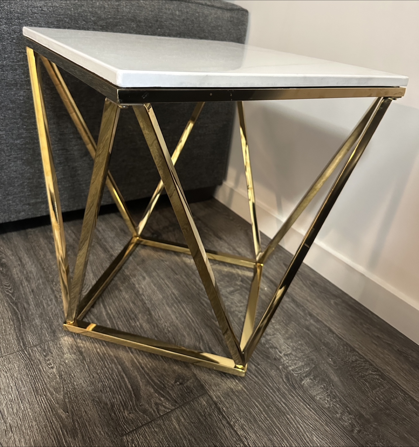 Amanda Coffee Table - White Marble Top & Gold Base - photo 2