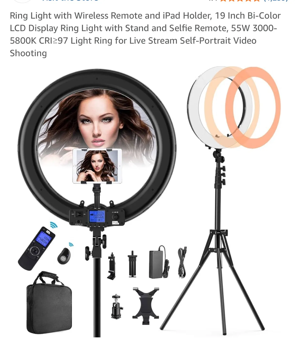PIXEL 19 Inch Bi-Color LCD Ring Light with Stand thumbnail