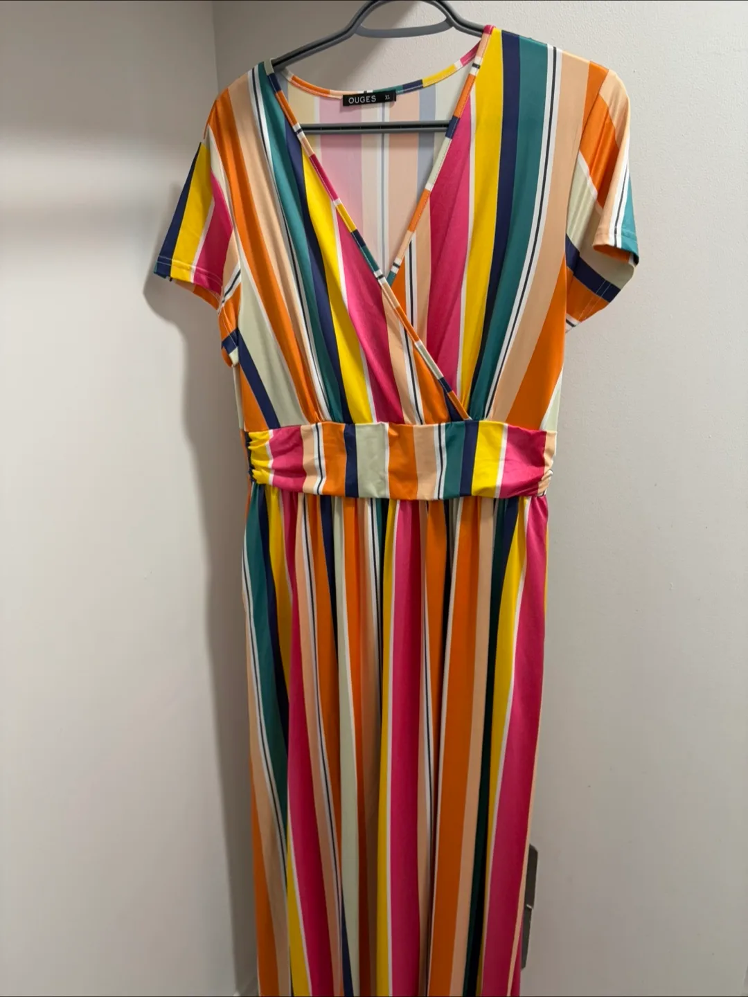 OUGES XL Striped V-Neck Dress thumbnail