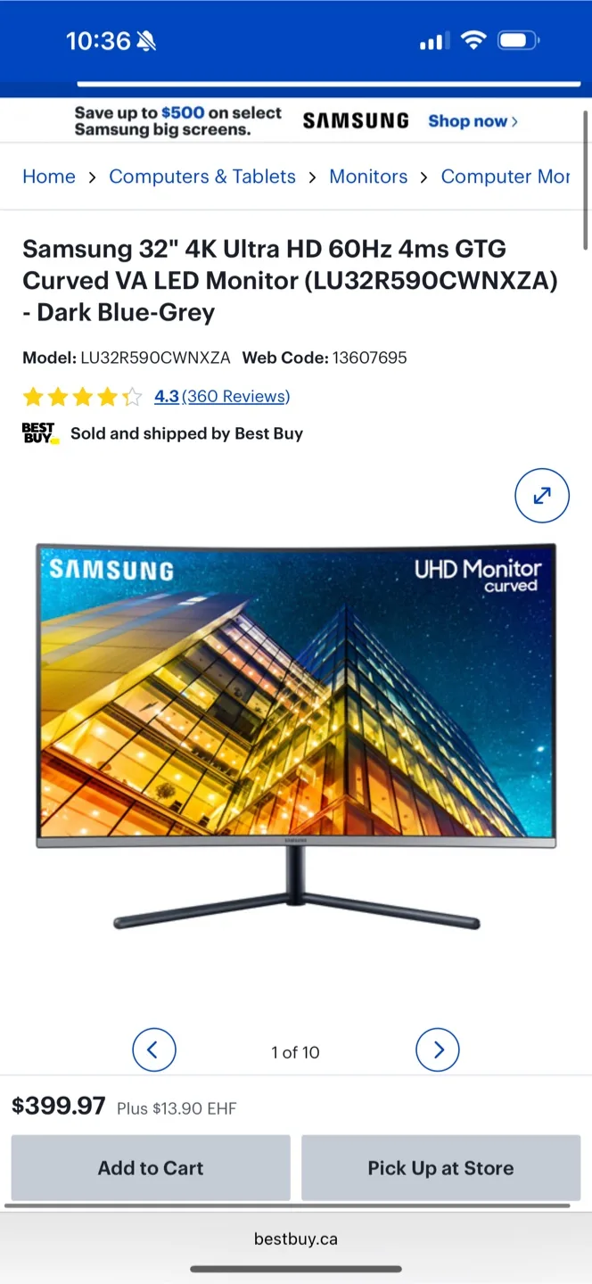 Samsung 32" 4K Ultra HD 60Hz 4ms GTG Curved VA LED Monitor image indicator(4)