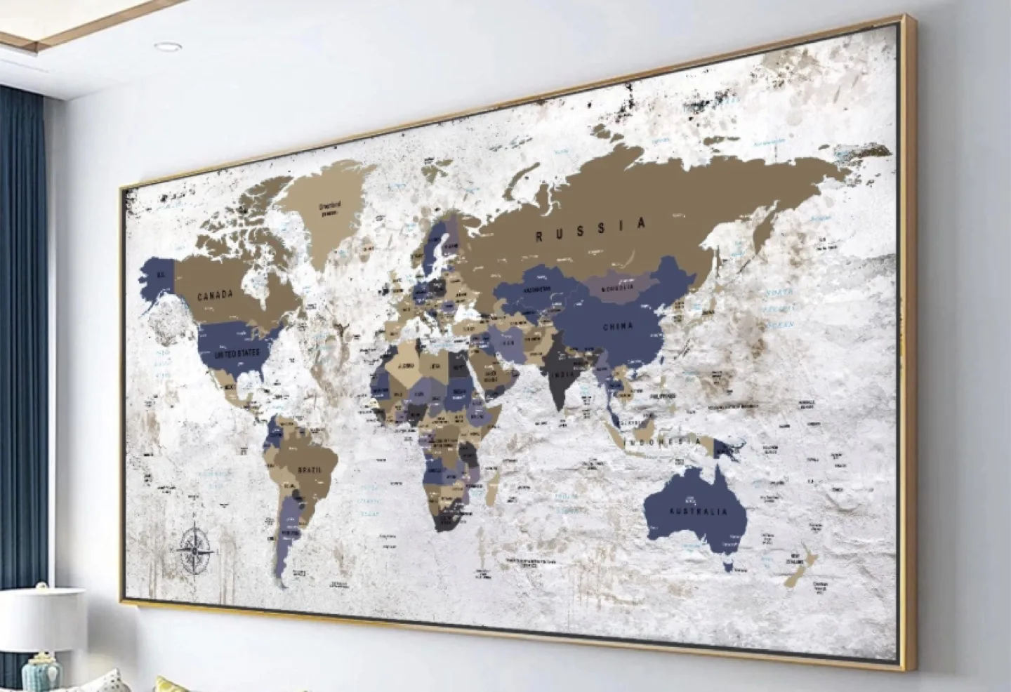 World map wall canvas decor thumbnail