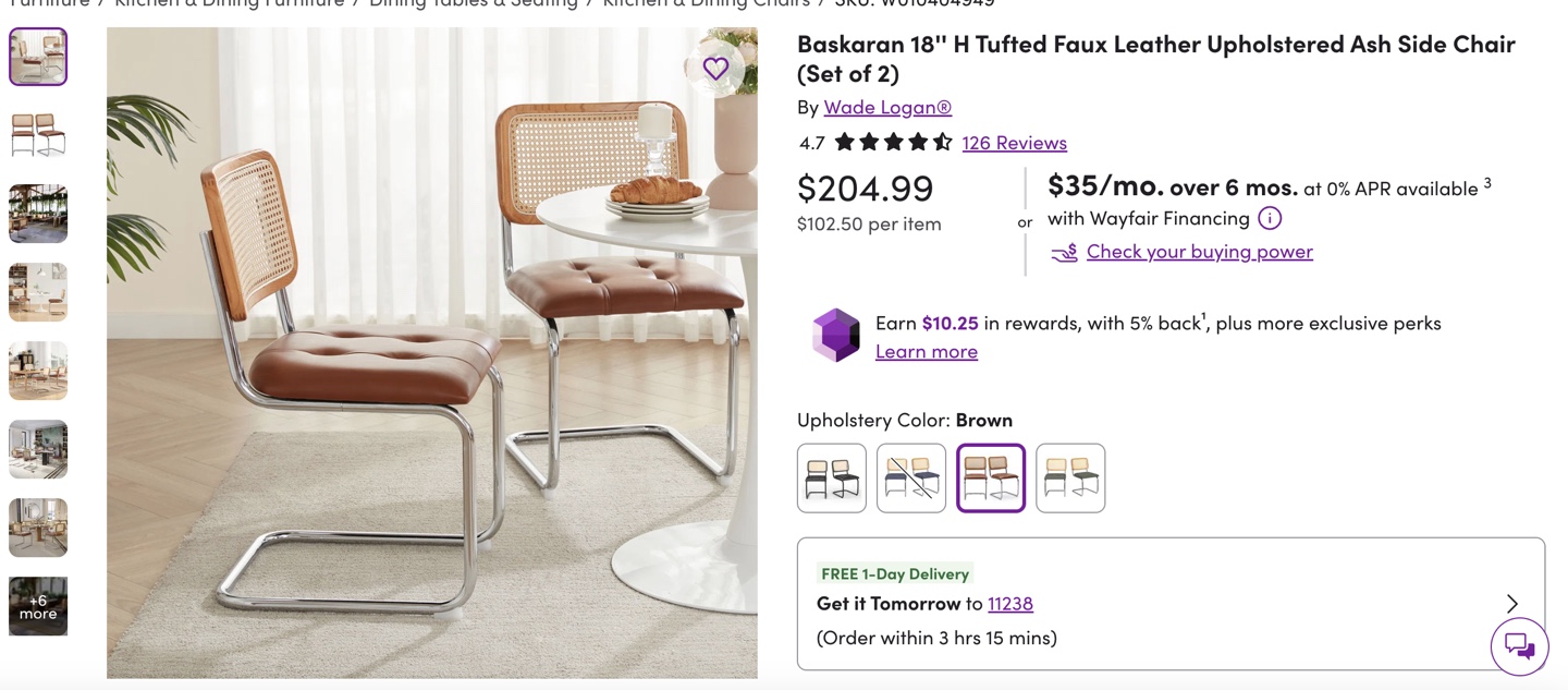 Set of 2 upholstered MCM dining chairs - photo 4