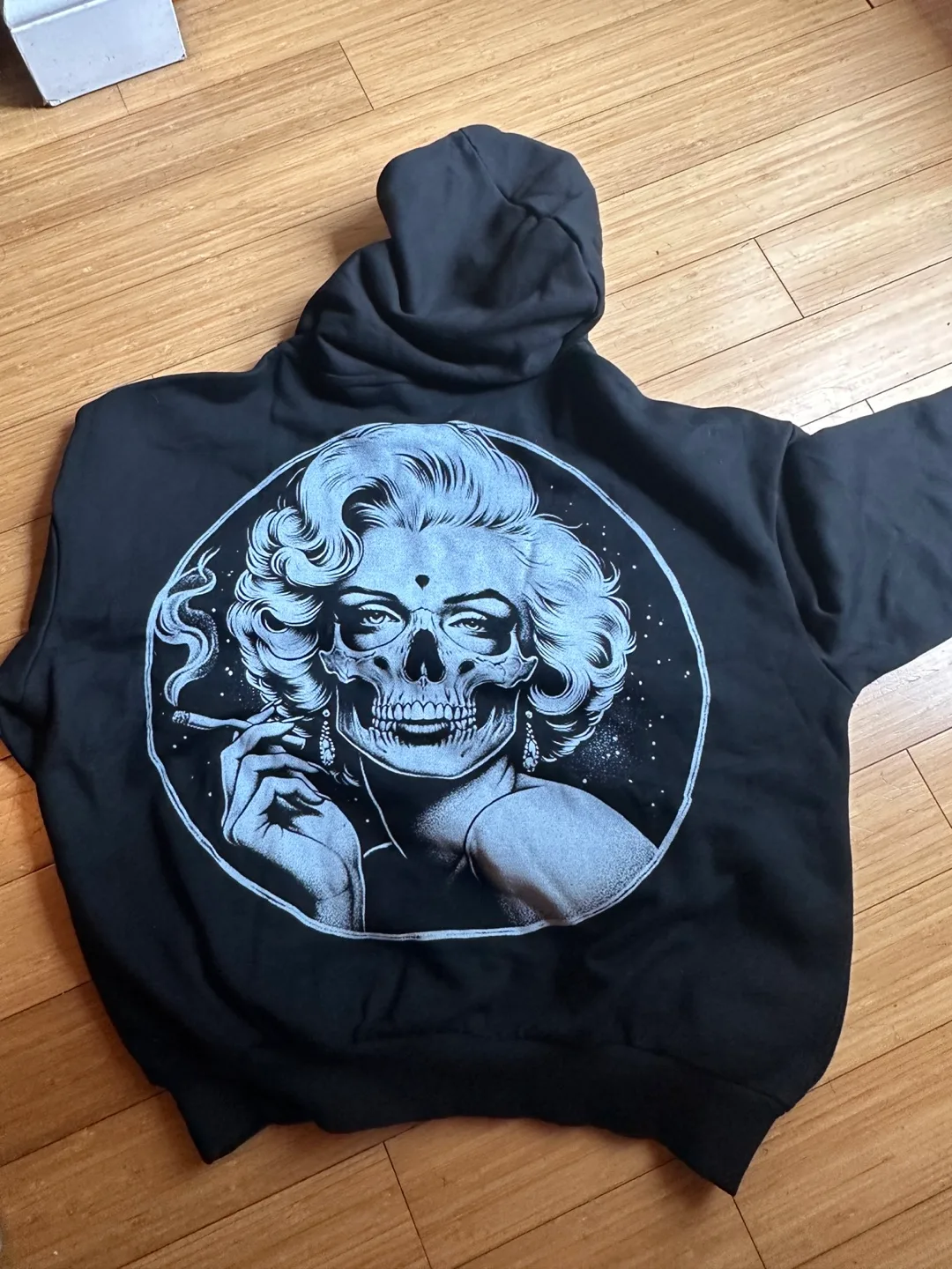 NEW MARILYN MONROE SKULL FACE BKACK HOODIE MEN LARGE WOMEN XL thumbnail