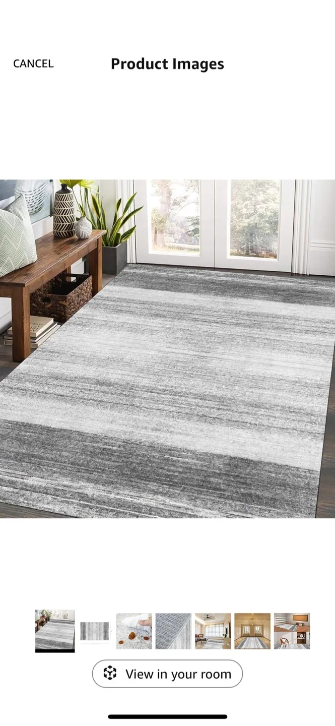 Area Rug 5x7 ft Contemporary Neutral Grey Aesthetic Home Decor thumbnail