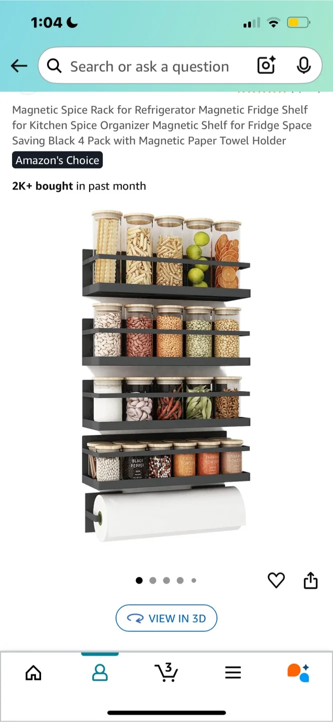 Magnetic Spice Rack for Refrigerator - Black 4 Pack thumbnail