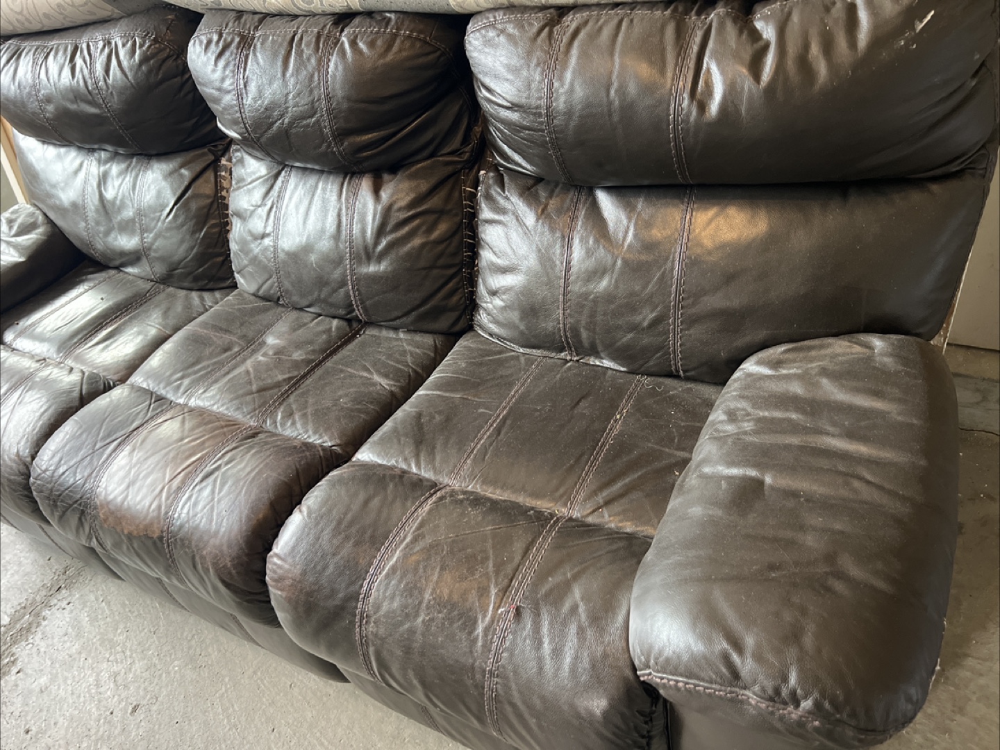 Brown Leather Reclining Sofa - photo 2