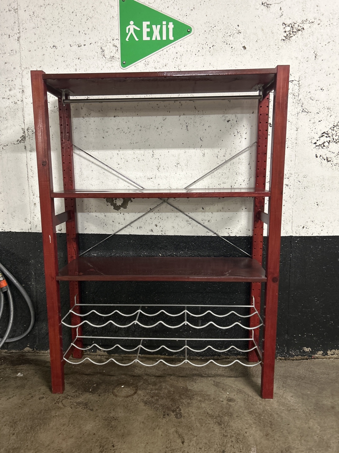 Red Wooden Shelf Unit